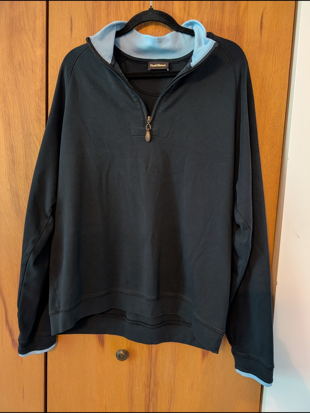 Paul Stuart Men's Navy Quarter-Zip Pullover  Light Blue Trim Sz XXL